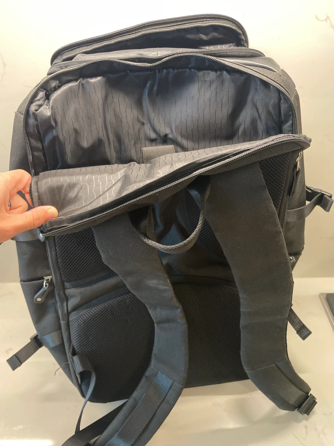 Black Backpack with Faux Leather Accents - photo 4