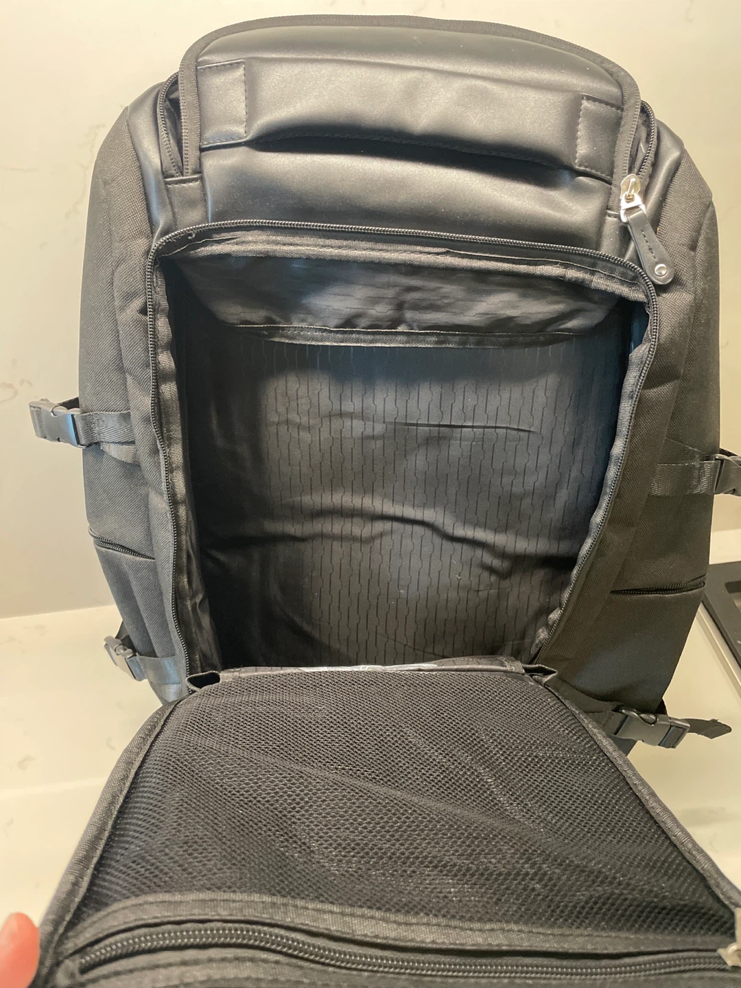 Black Backpack with Faux Leather Accents - photo 2