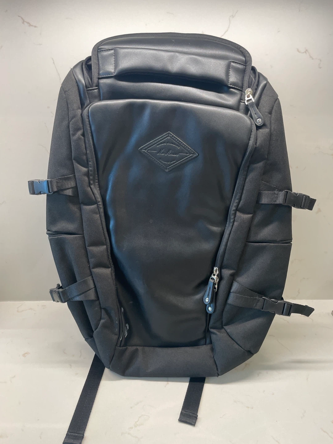 Black Backpack with Faux Leather Accents