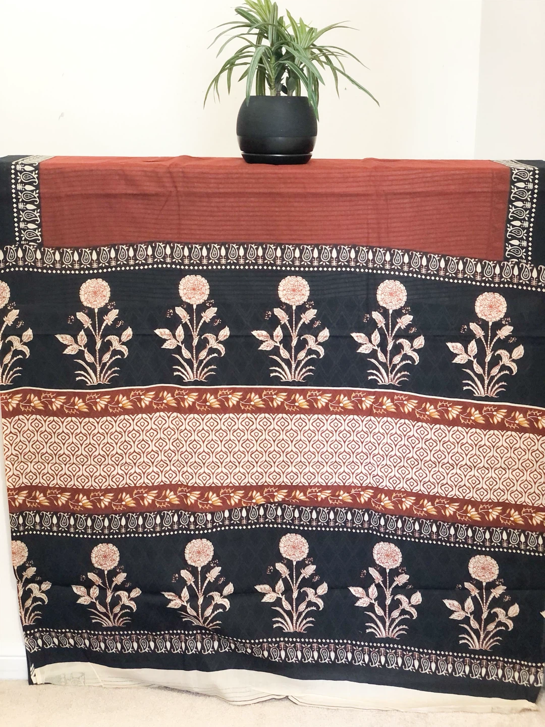 Cotton mulmul Ajrakh Print Saree