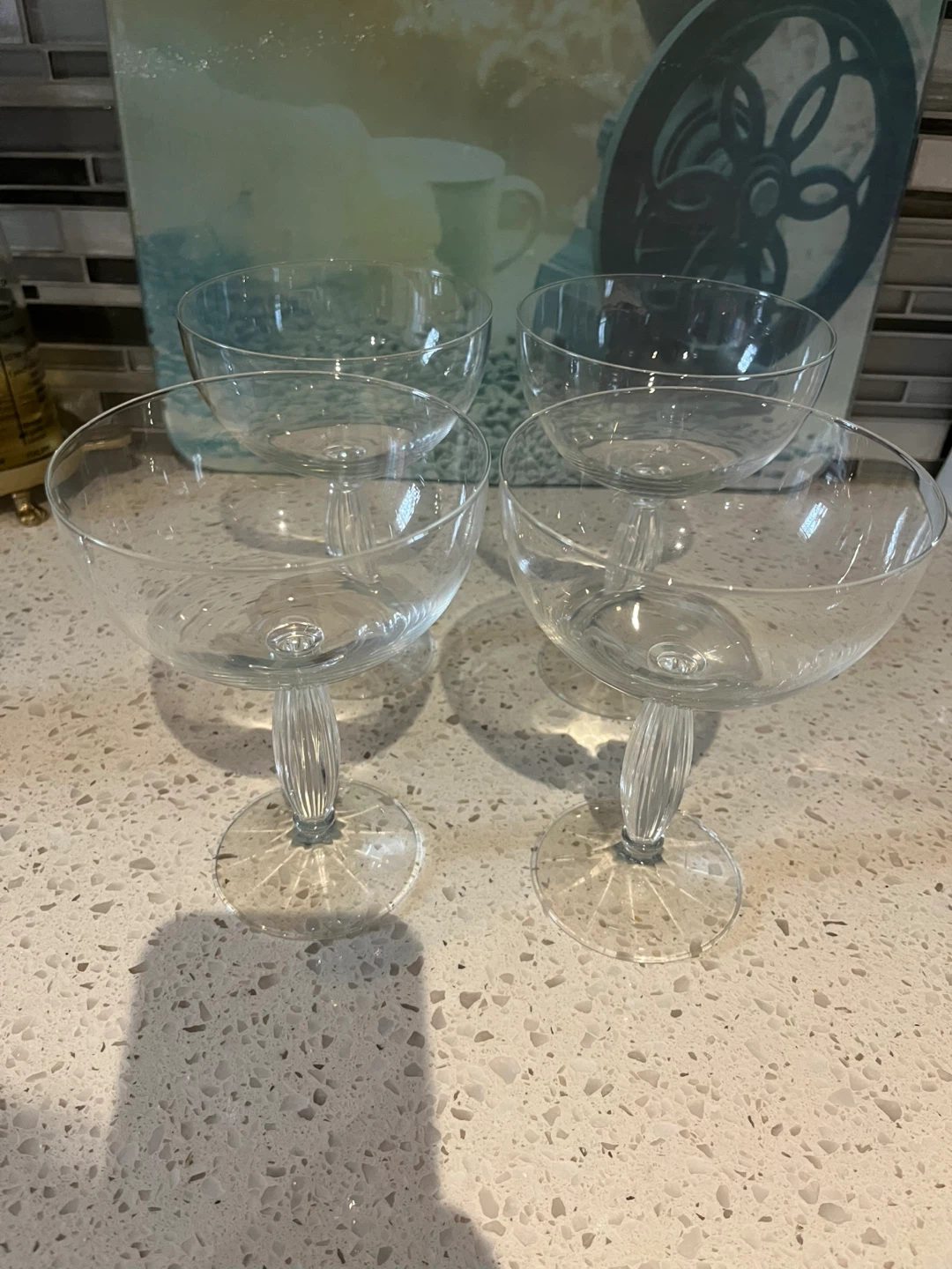 Set of 4 Clear Glass Coupe Glasses