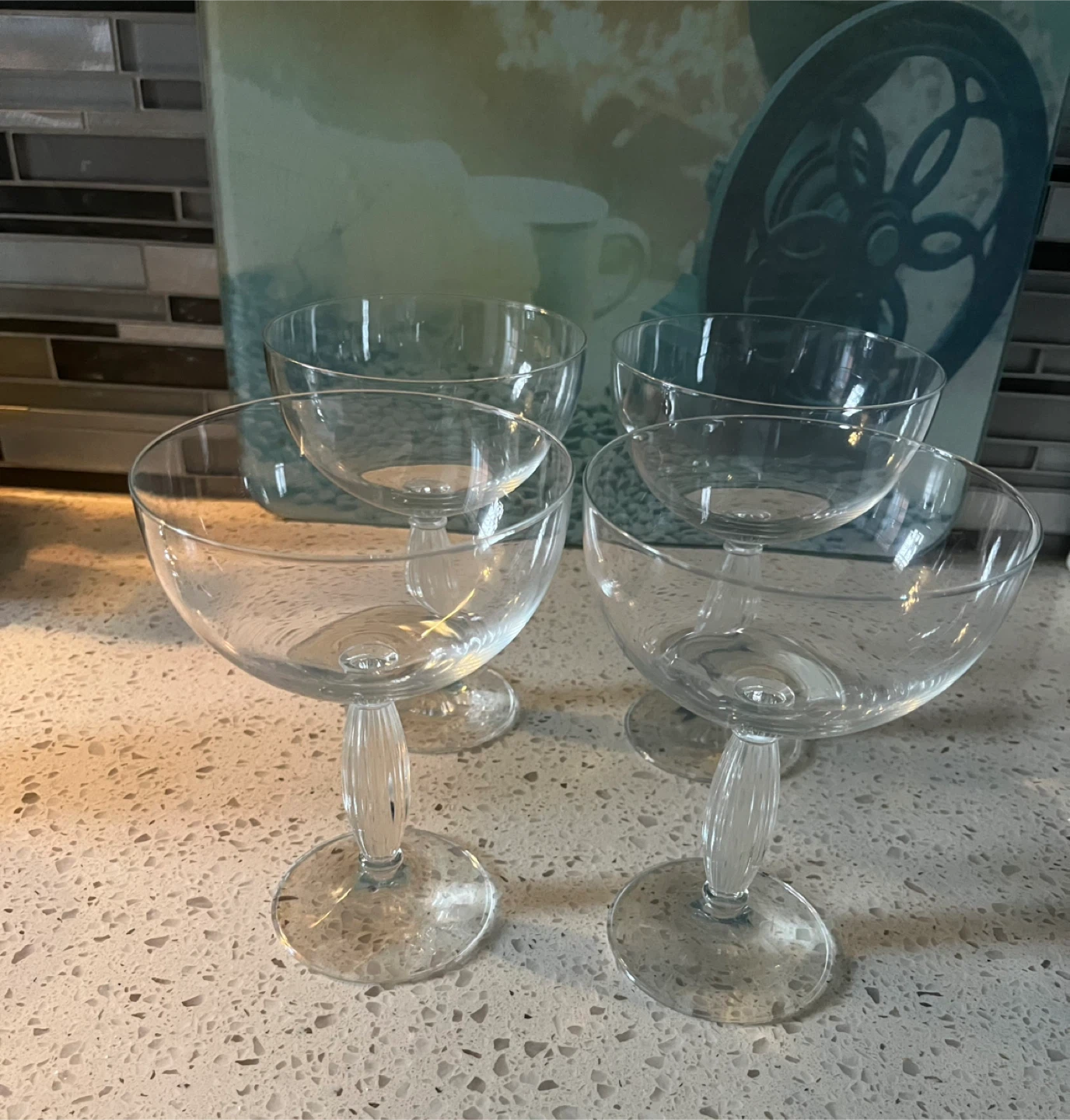 Set of 4 Clear Glass Coupe Glasses - photo 3