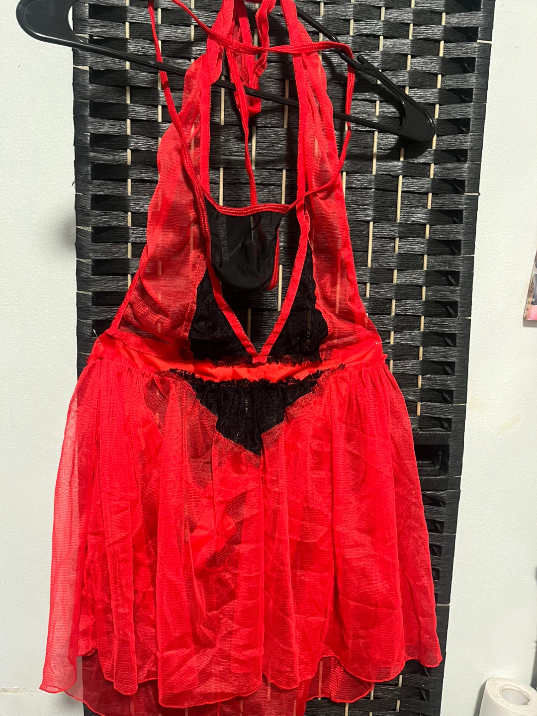 Red Babydoll Lingerie Set with G-string