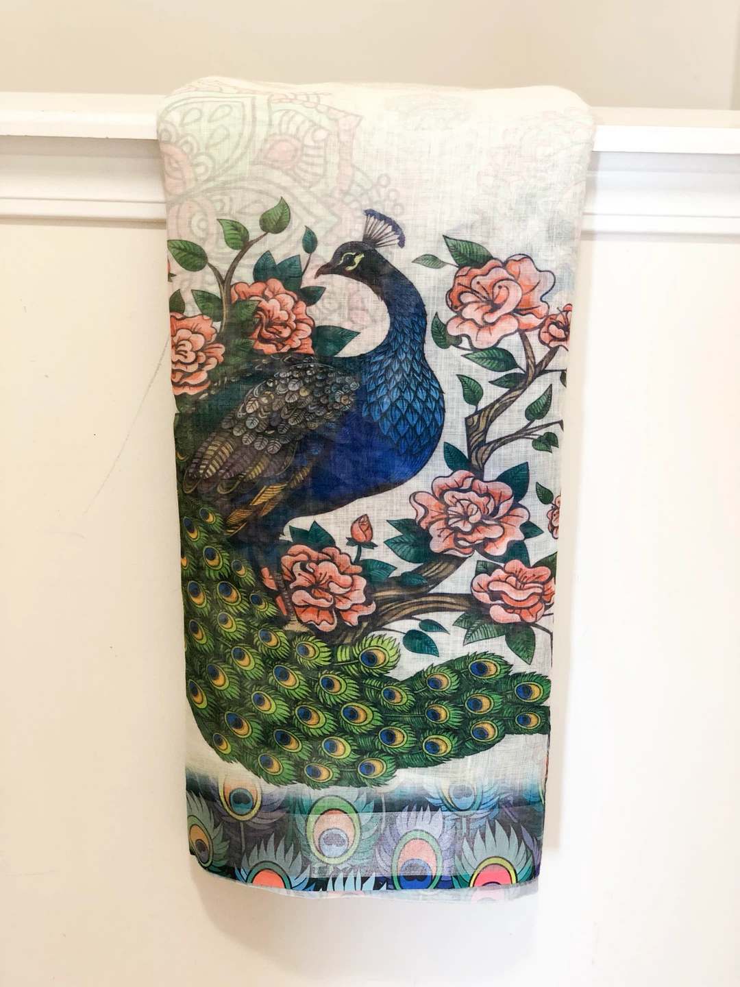 Cotton linen Peacock Floral saree