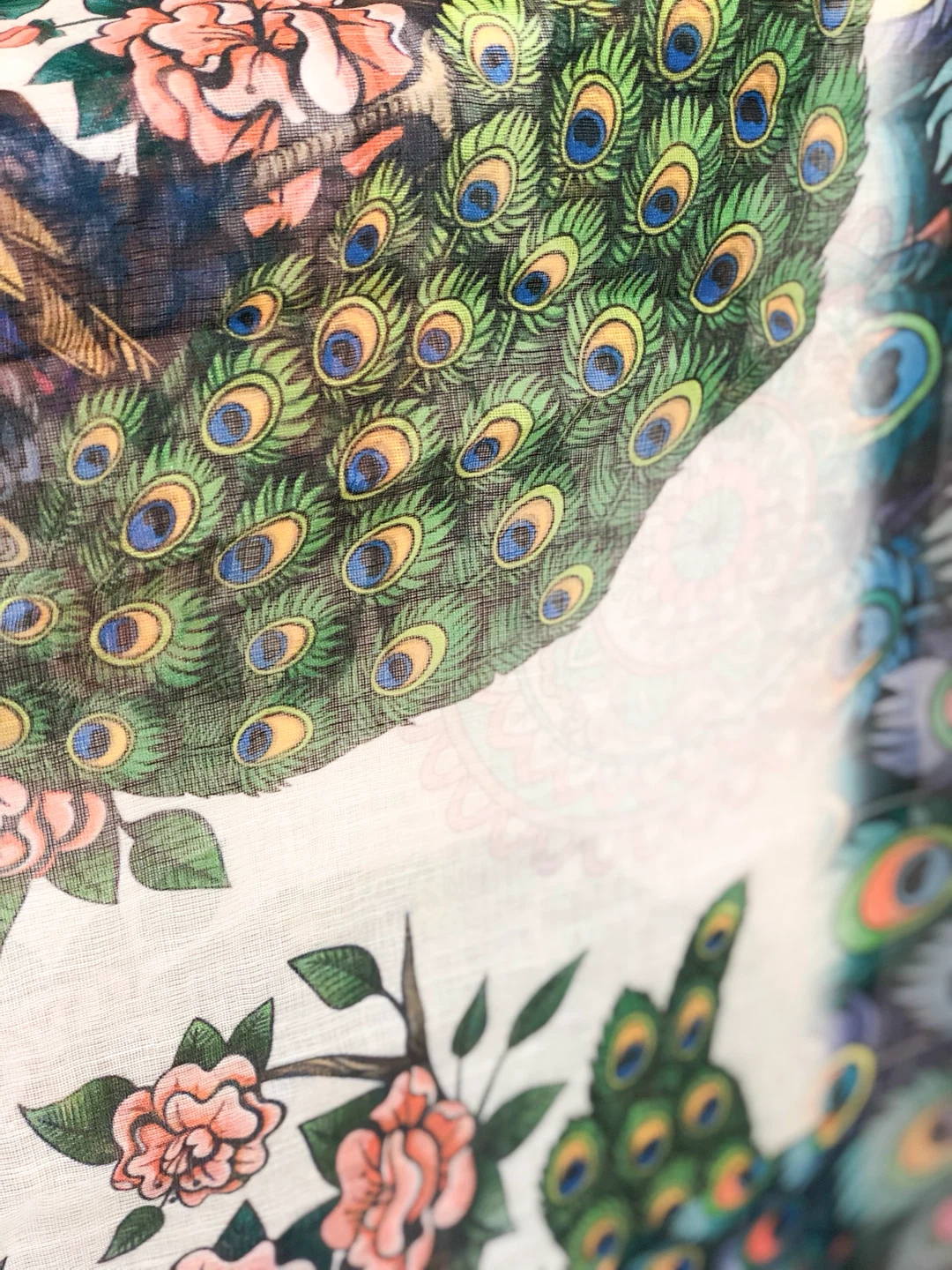 Cotton linen Peacock Floral saree - photo 4