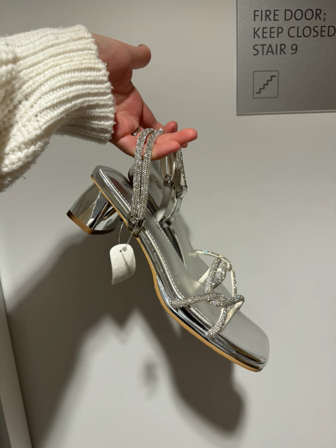 Women's Silver Rhinestone Heeled Sandals - photo 2