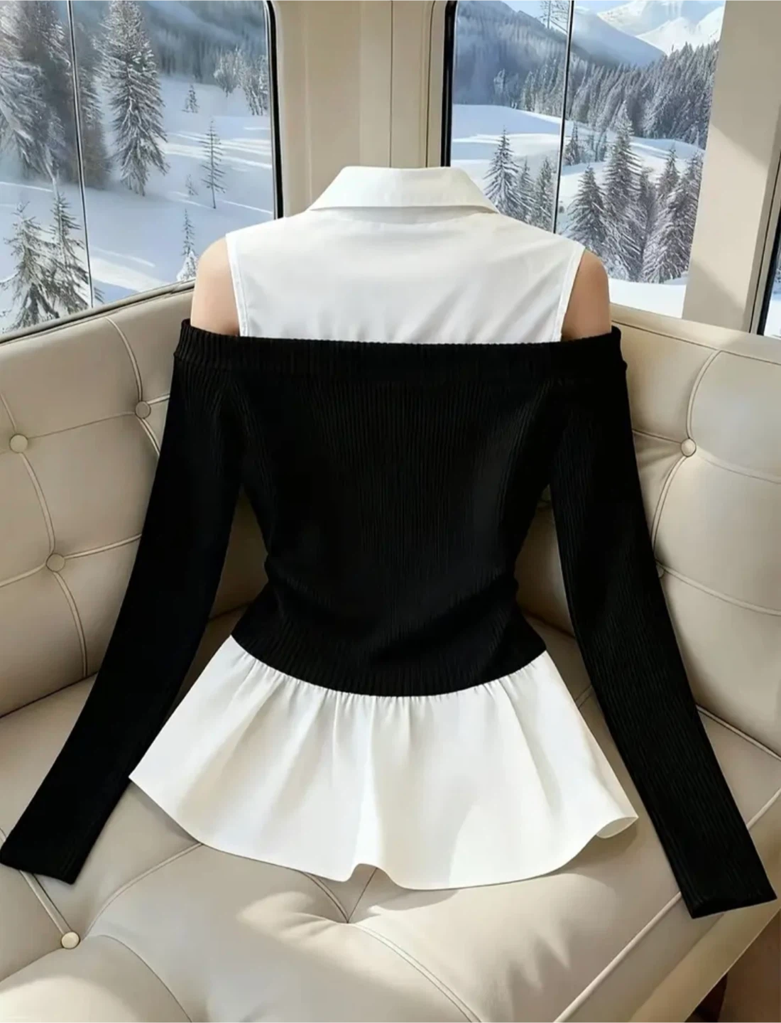 New Women's Black & White Long Sleeve Shirt - photo 2