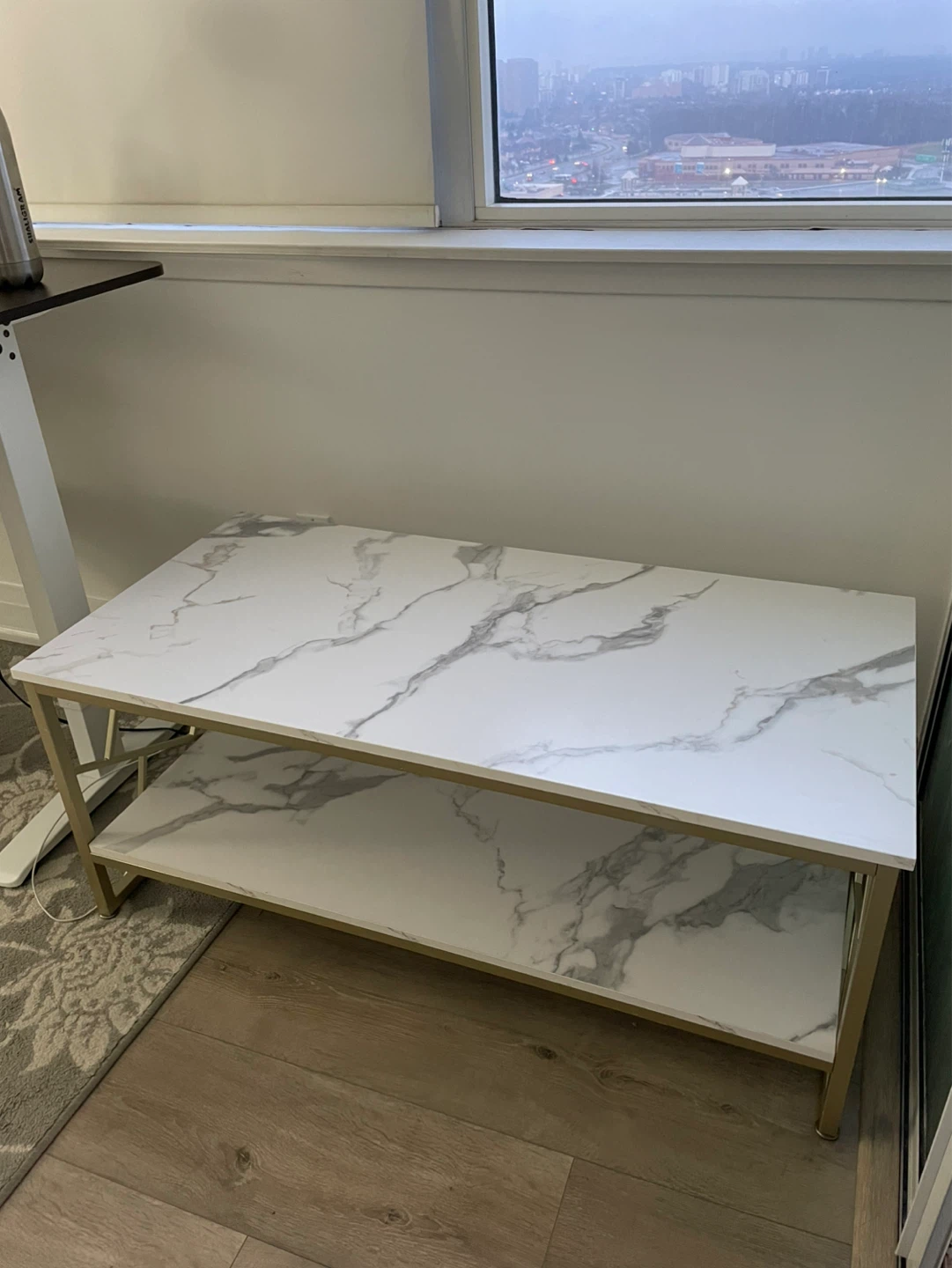 Marble-look Coffee Table with Gold Frame - photo 5