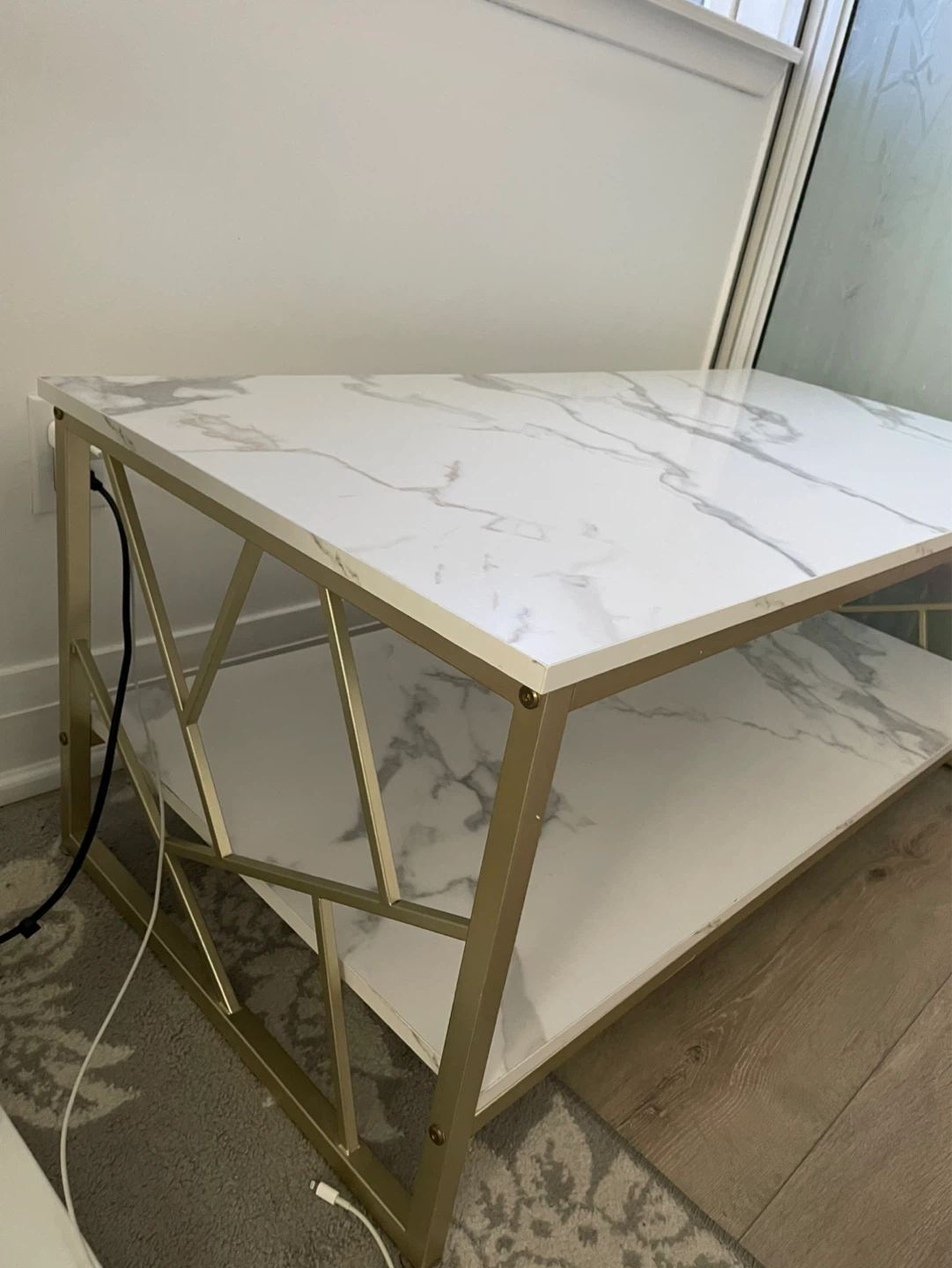 Marble-look Coffee Table with Gold Frame - photo 3