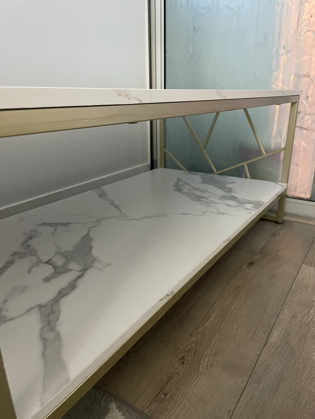 Marble-look Coffee Table with Gold Frame - photo 4