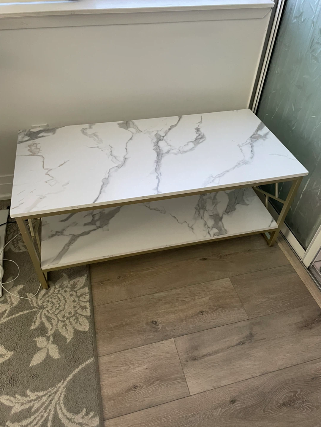 Marble-look Coffee Table with Gold Frame - photo 2