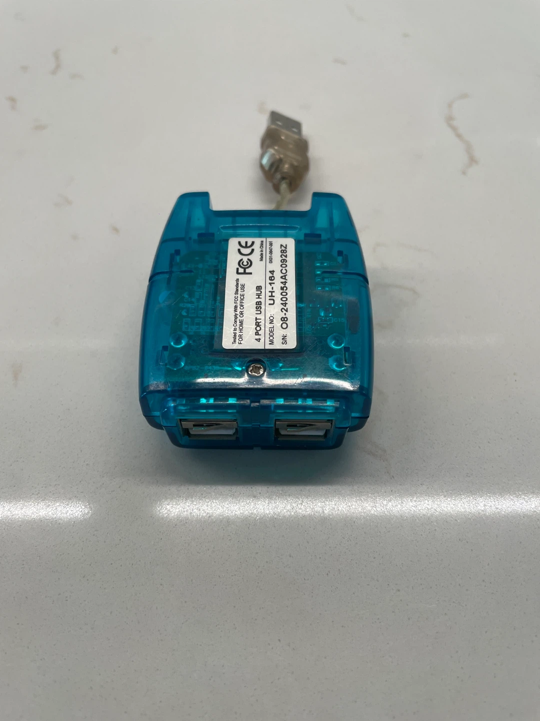Transparent Blue 4-Port USB Hub