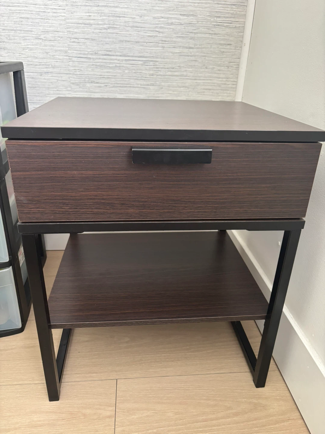 Dark Wood Nightstand with Drawer