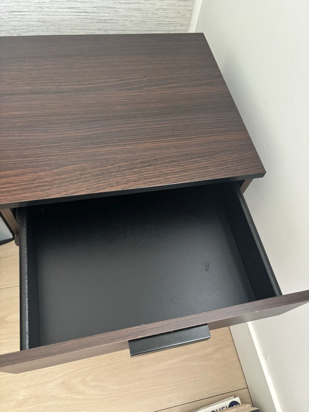 Dark Wood Nightstand with Drawer - photo 3