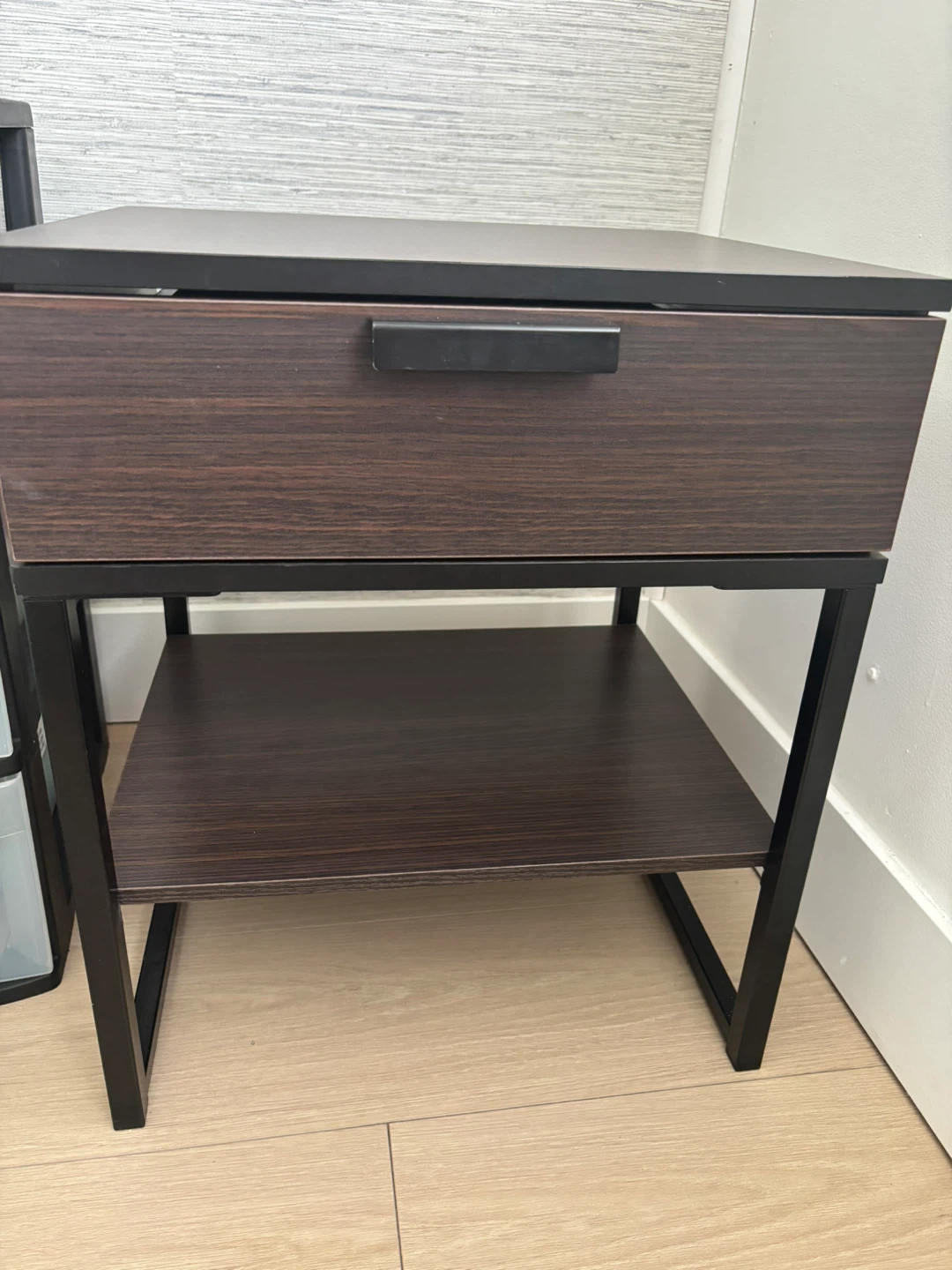 Dark Wood Nightstand with Drawer - photo 2