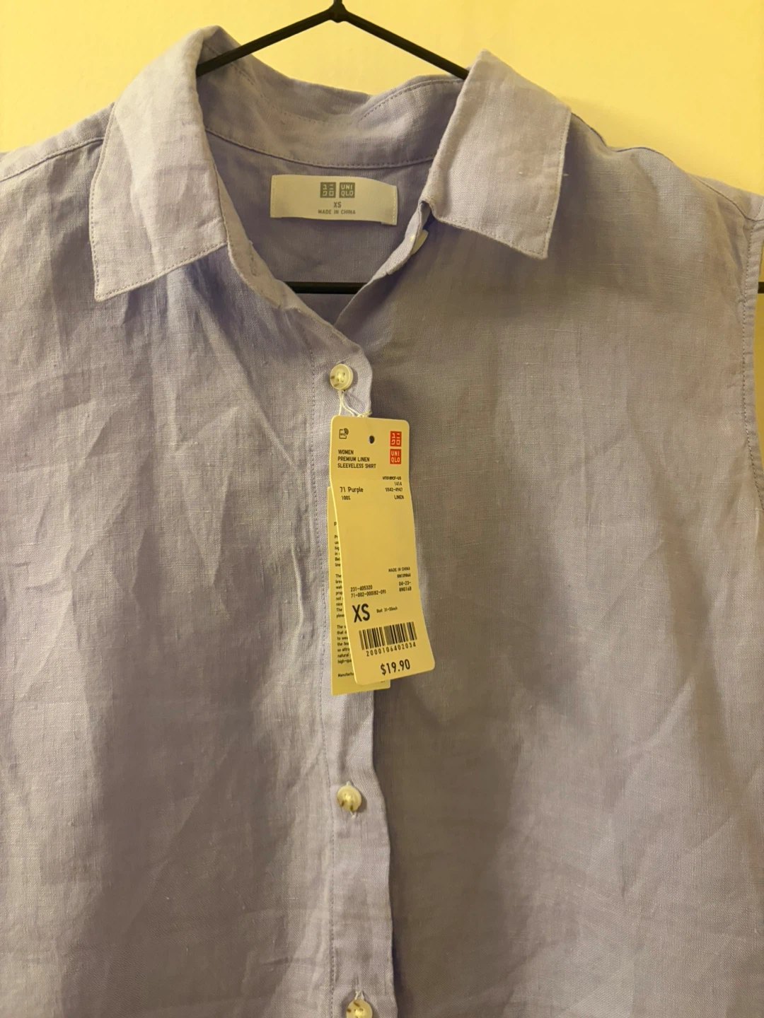 Uniqlo Women's Linen Blend Sleeveless Shirt XS Purple - photo 3