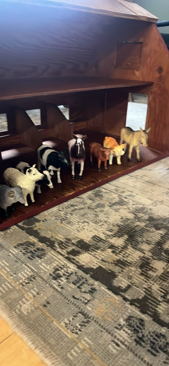 Vintage Wooden Barn Toy Set with Farm Animals and Vehicles - photo 3