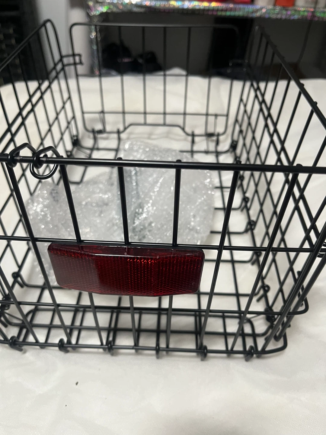 Black Wire Bicycle Basket with Reflector - photo 2