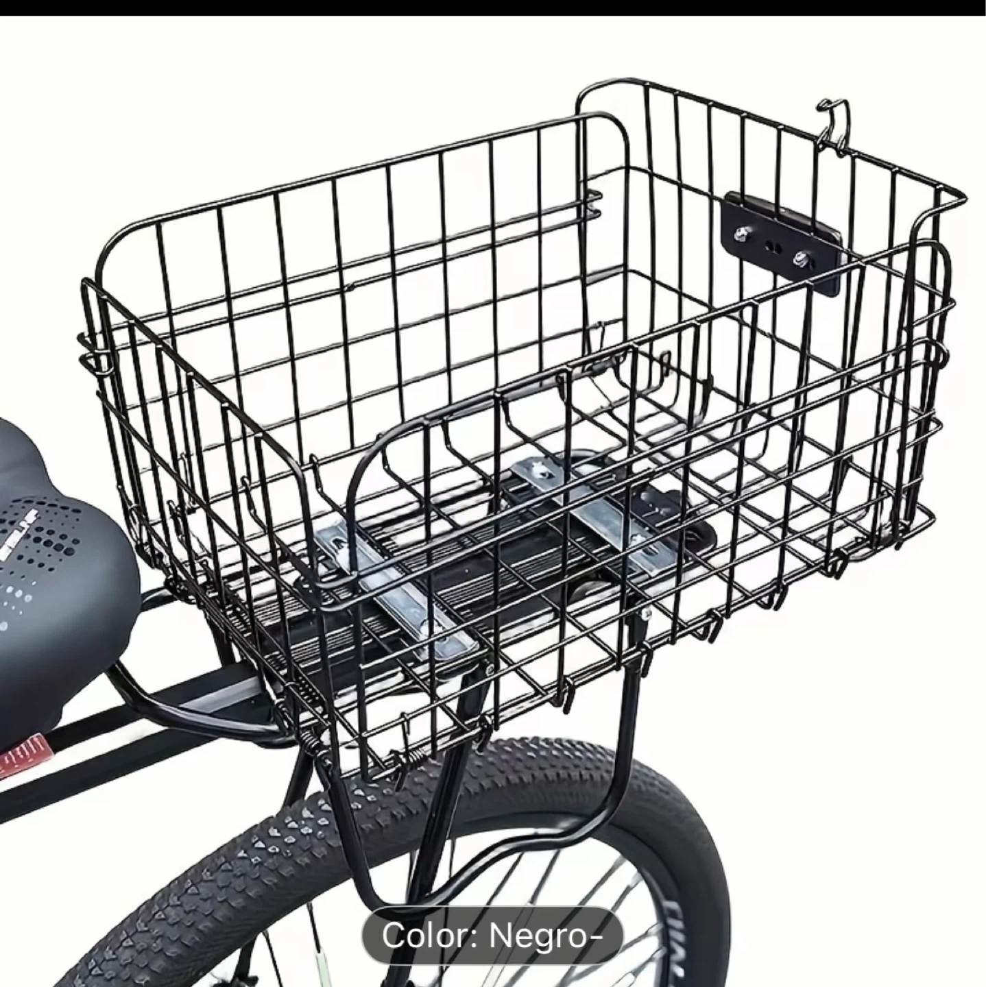 Black Wire Bicycle Basket with Reflector
