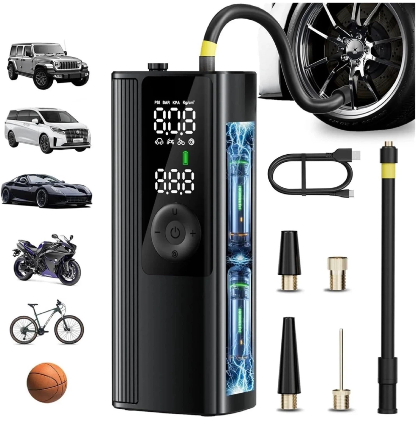 Portable Air Compressor Tire Inflator with Power Bank Function - photo 2