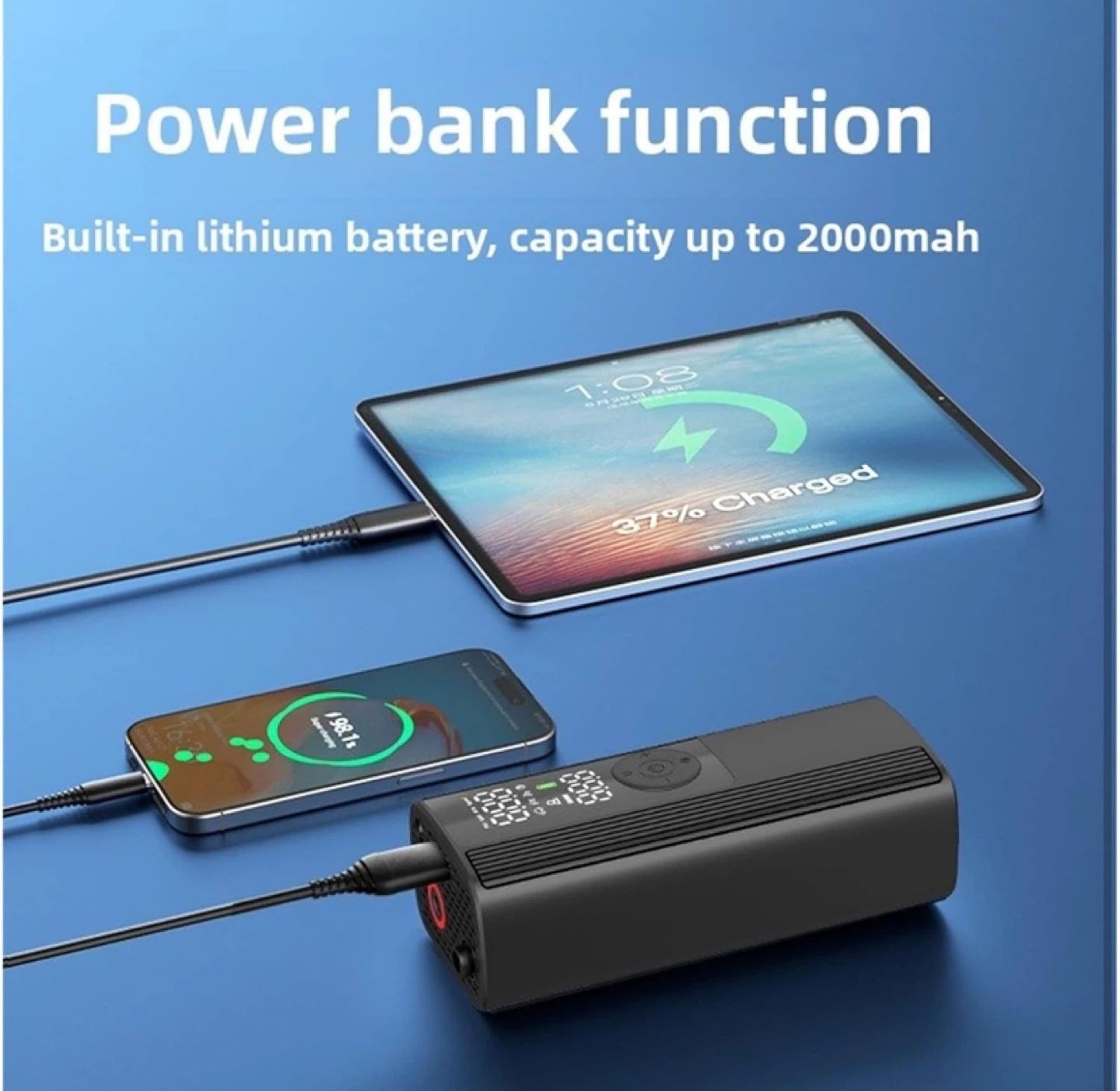 Portable Air Compressor Tire Inflator with Power Bank Function - photo 4