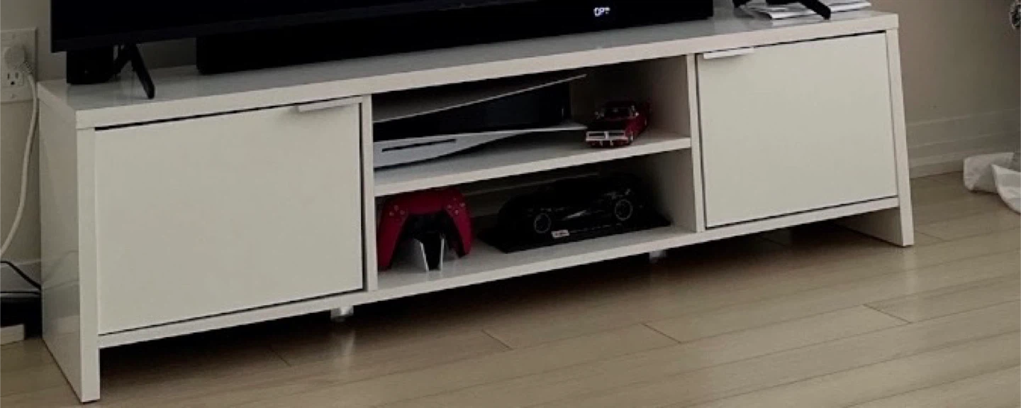 White TV Stand with Storage - photo 2