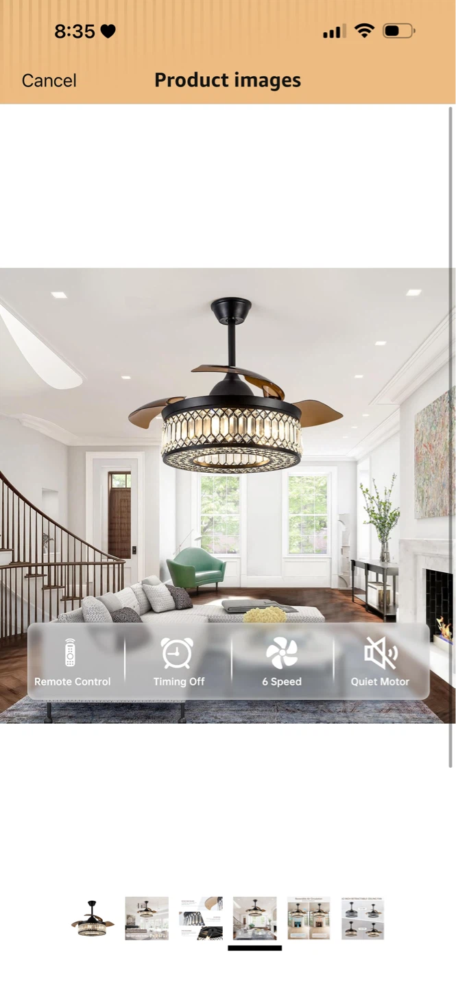 Ceiling Fan with Crystal Chandelier - photo 5