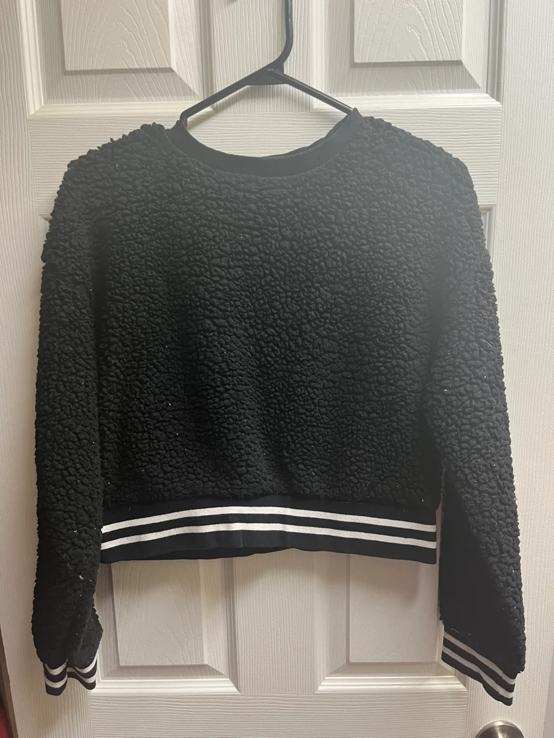 Black Sherpa Cropped Sweater