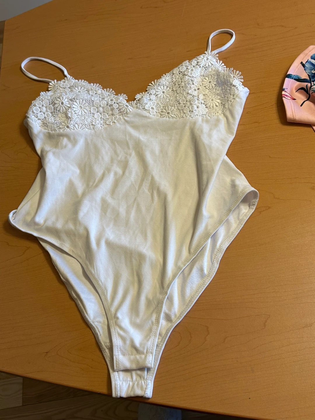 Ardene White Lace Trim Bodysuit XL