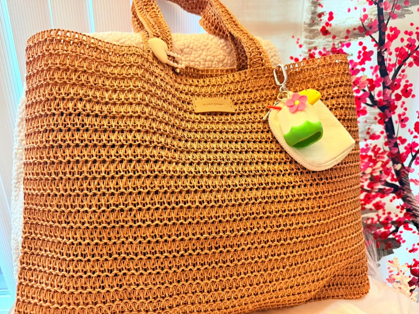 Burberry Woven Straw Tote Bag with Charm - photo 2
