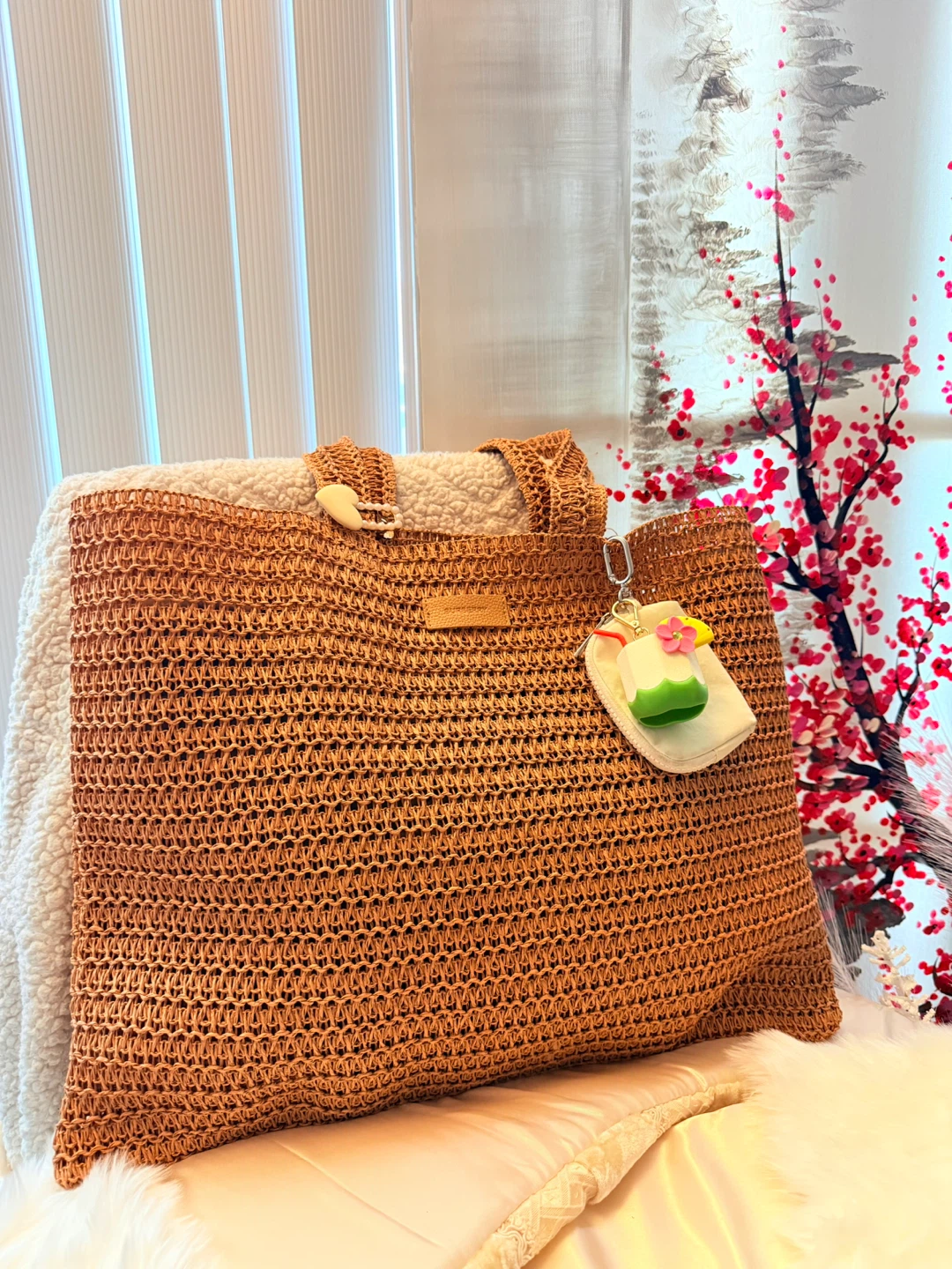 Burberry Woven Straw Tote Bag with Charm - photo 3