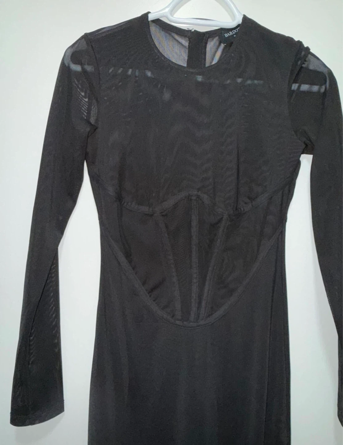 Bardot Black Mesh Corset Midi Dress - photo 3