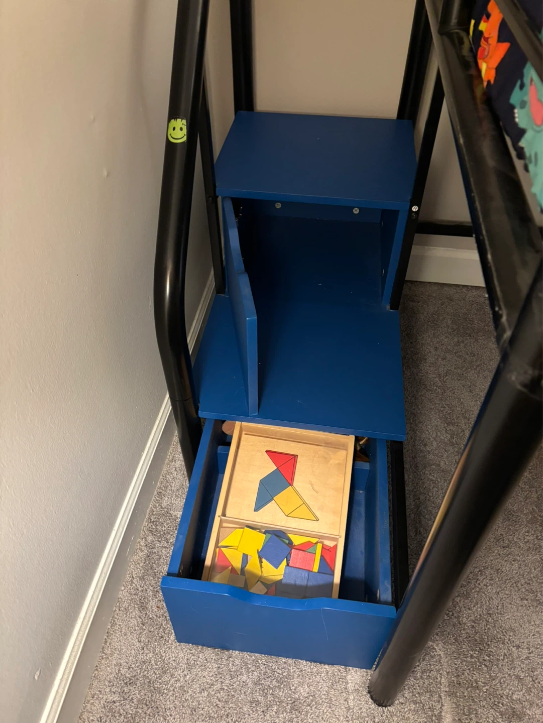 Blue Half Loft Bed with Storage Steps - photo 3