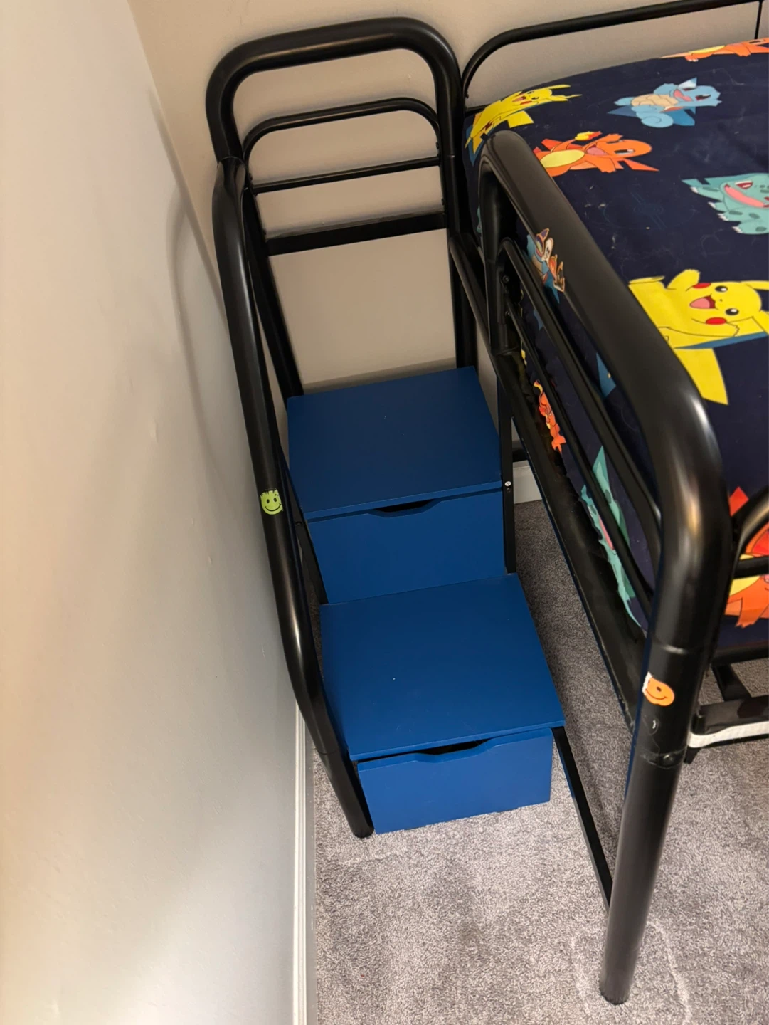 Blue Half Loft Bed with Storage Steps - photo 2