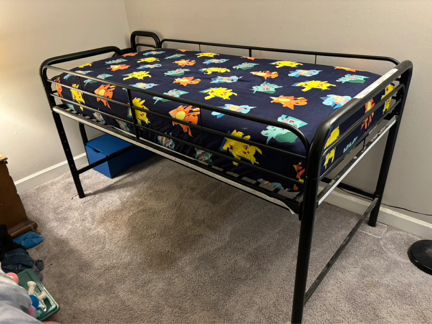 Blue Half Loft Bed with Storage Steps