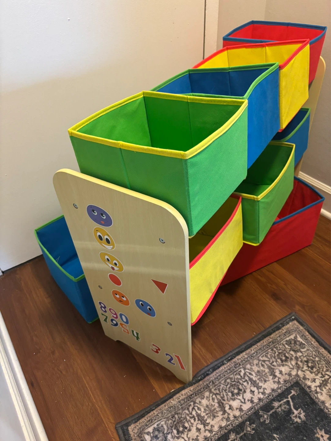 Multicolor Toy Organizer with 9 Fabric Bins - photo 2