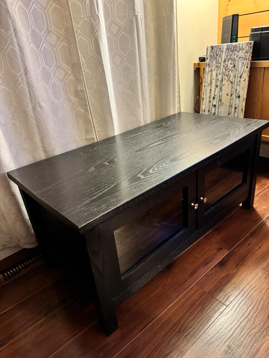 Black TV Stand with Glass Doors - photo 2