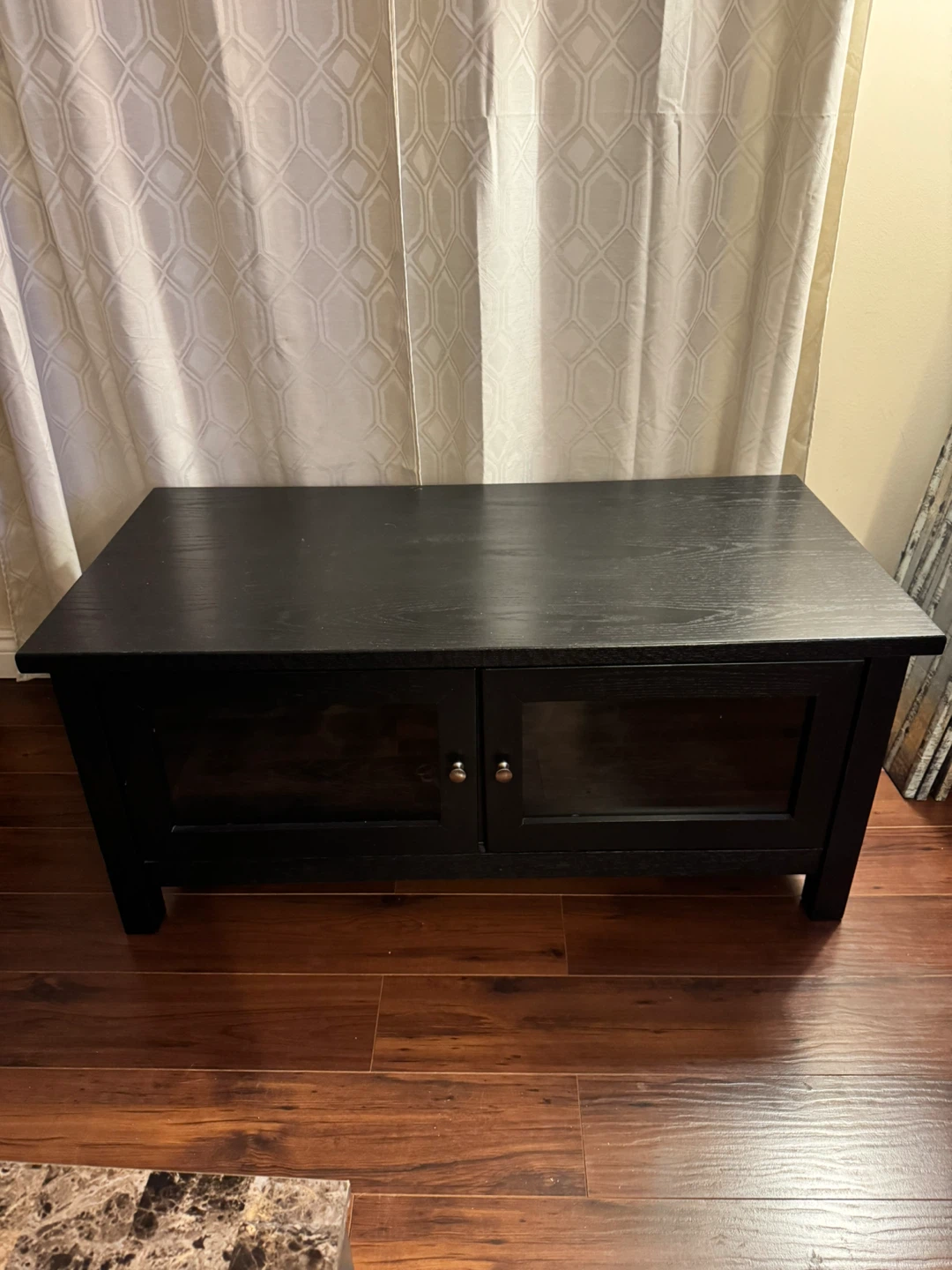 Black TV Stand with Glass Doors