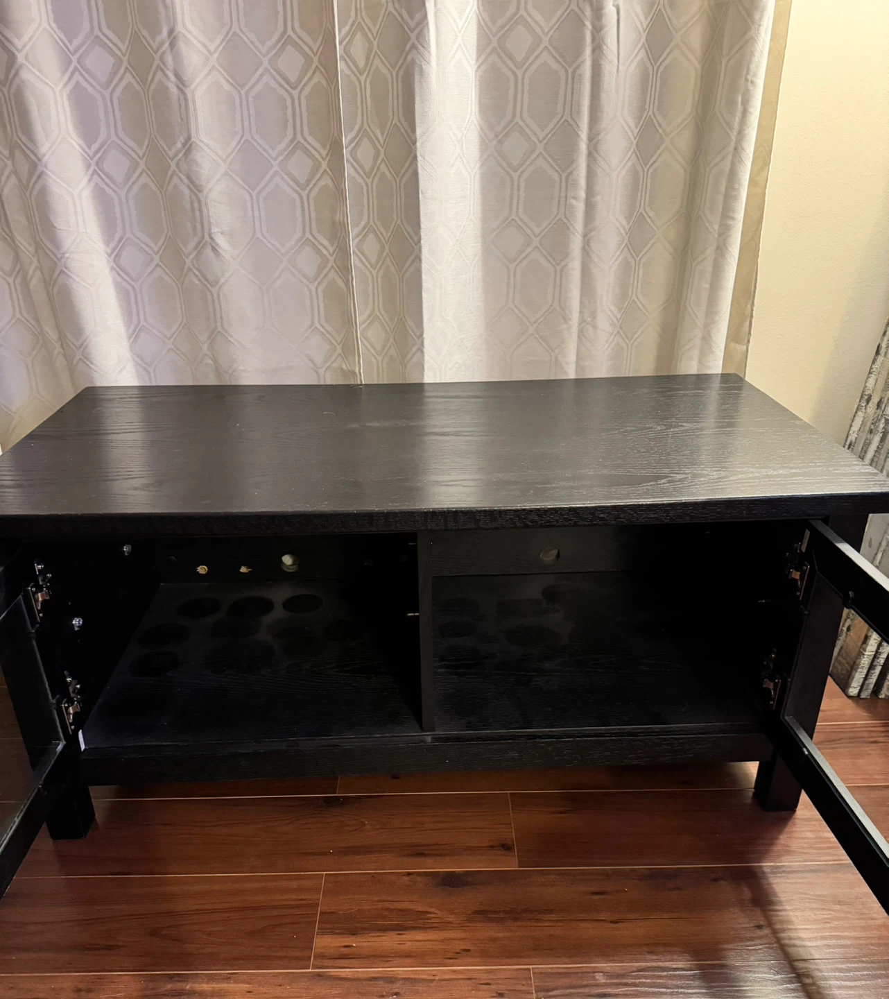 Black TV Stand with Glass Doors - photo 3