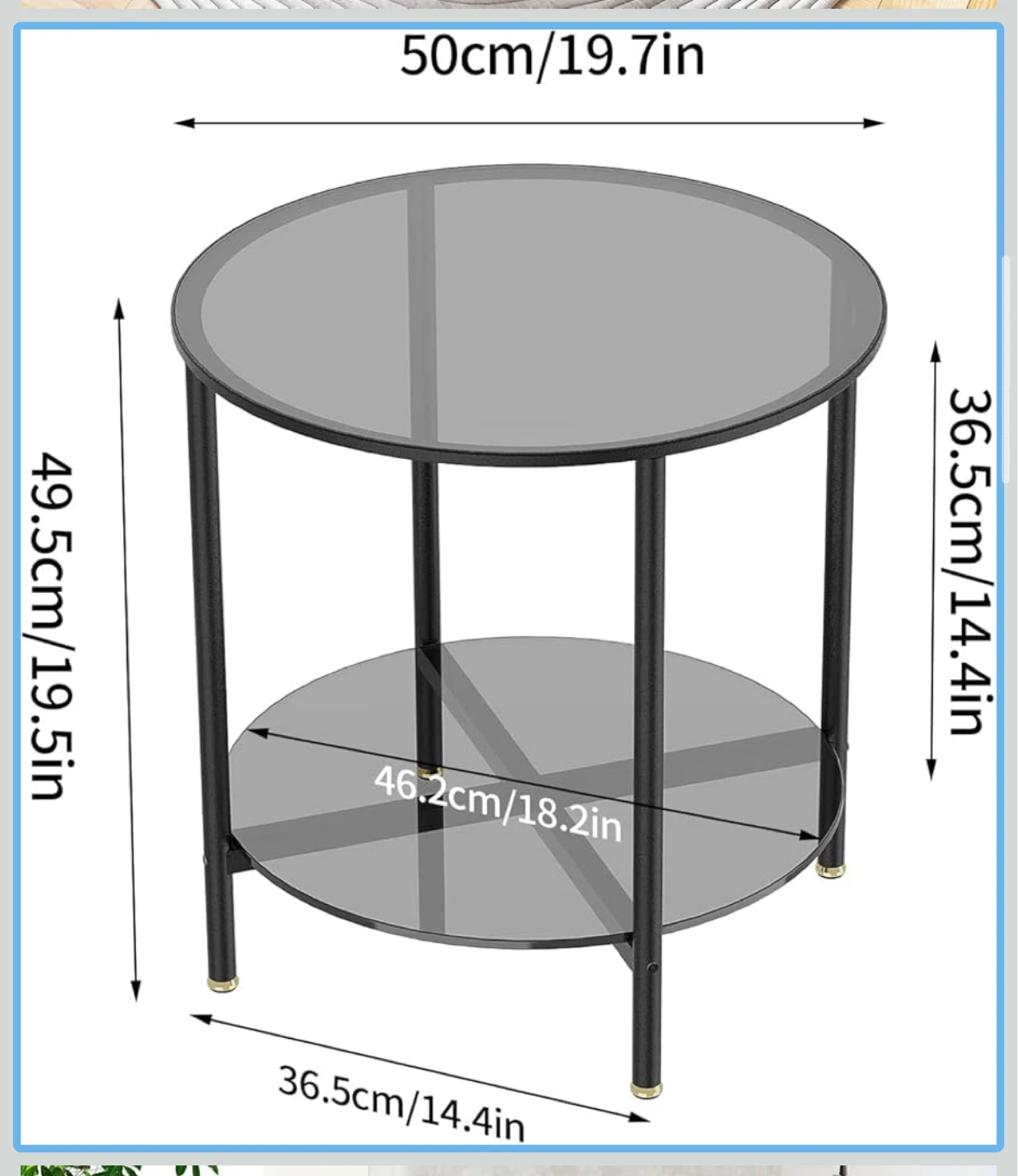 Round Glass Side Table with Two Tiers - photo 2