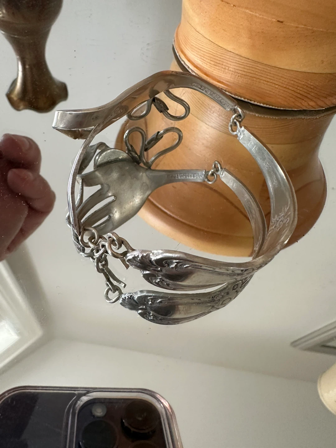 Silverware Bracelet with Cabochon Stone - photo 3