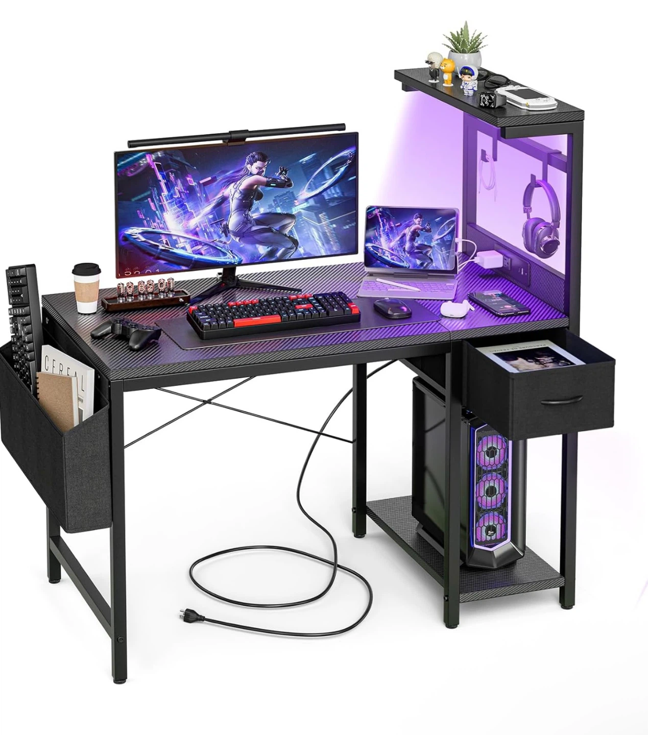 Gaming Desk 40 Inch with Power Outlet
