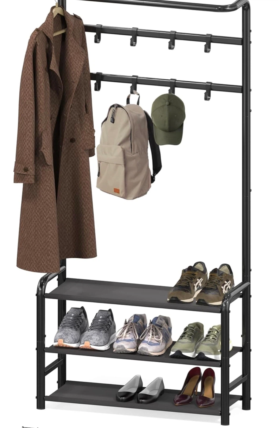 Hall Tree with Shoe Rack and Coat Hooks - photo 4