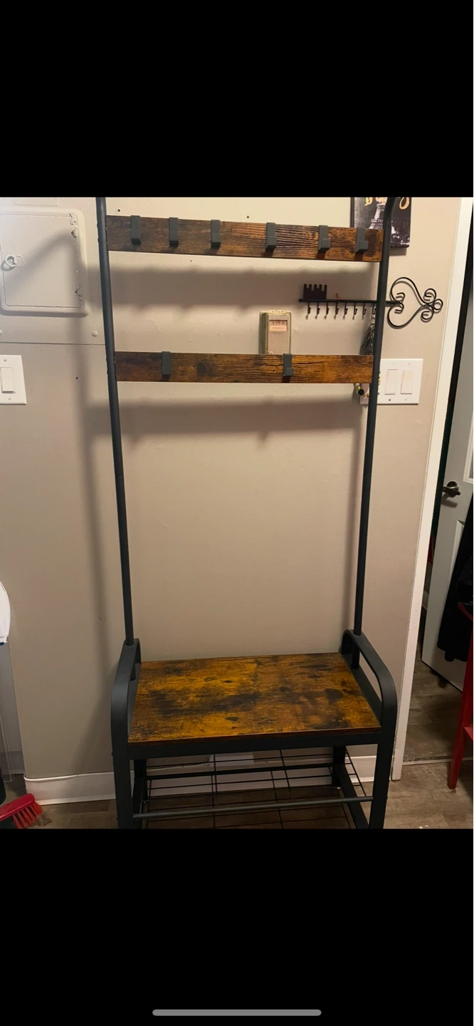 Hall Tree with Shoe Rack and Coat Hooks