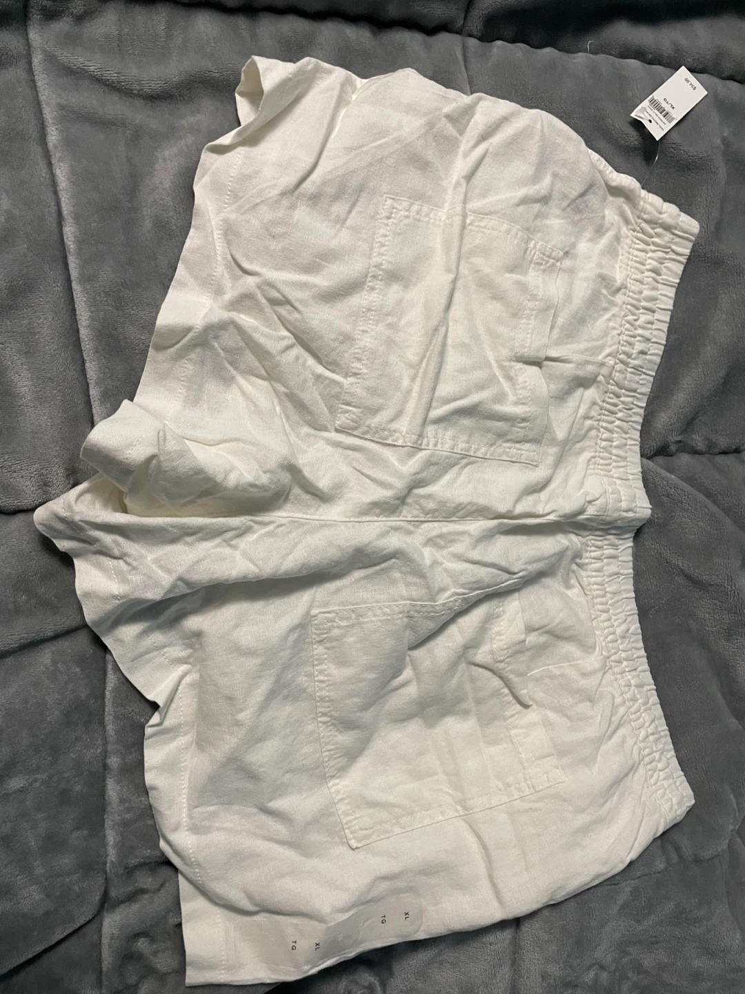 White Linen-Blend Shorts - XL/TG - photo 4