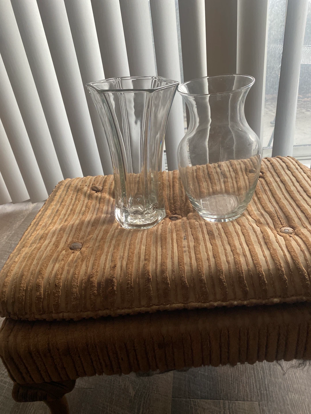 Set of 2 Clear Glass Vases