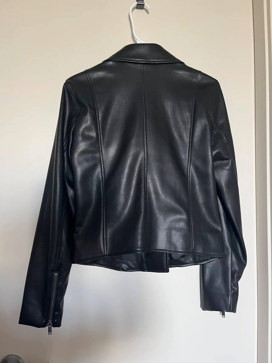 Women's Black Faux Leather Moto Jacket XS - photo 2