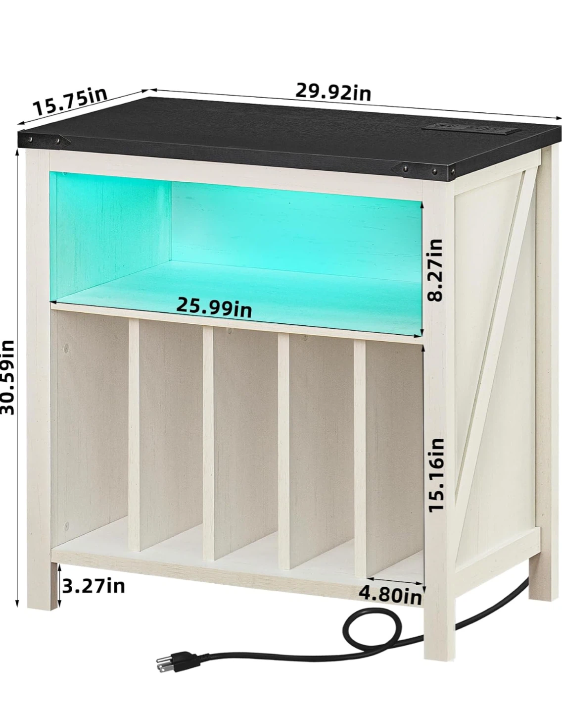 White Record Storage Cabinet with LED Lights - photo 2