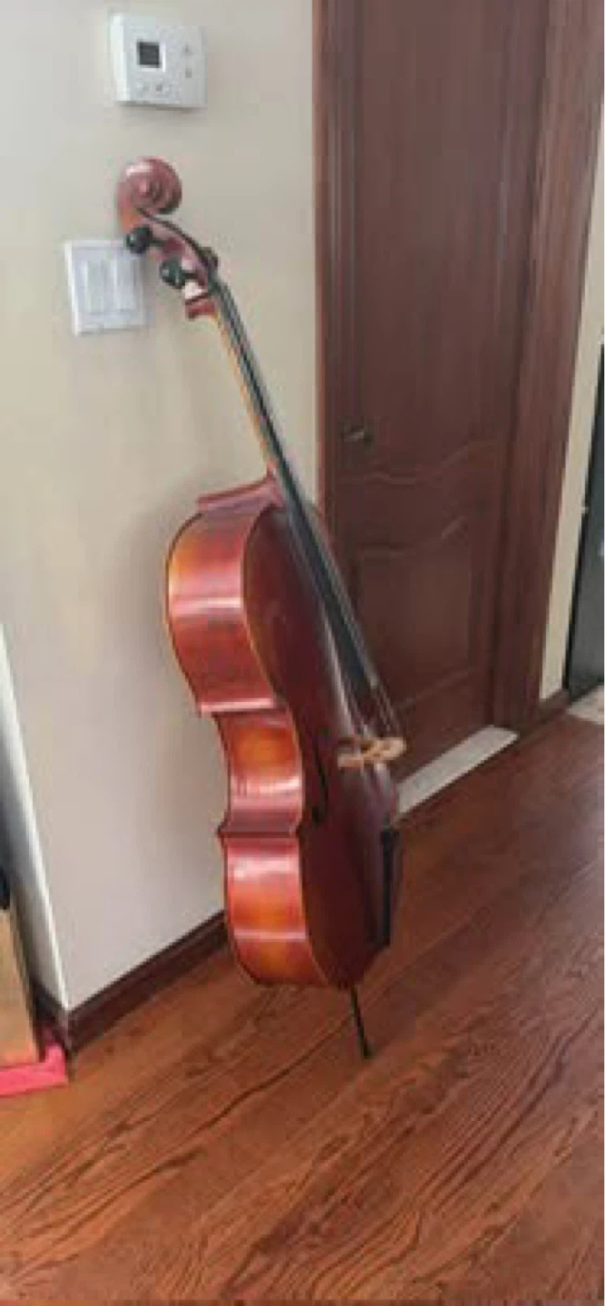 Full Size Cello with Case, Bow, and Music Stand