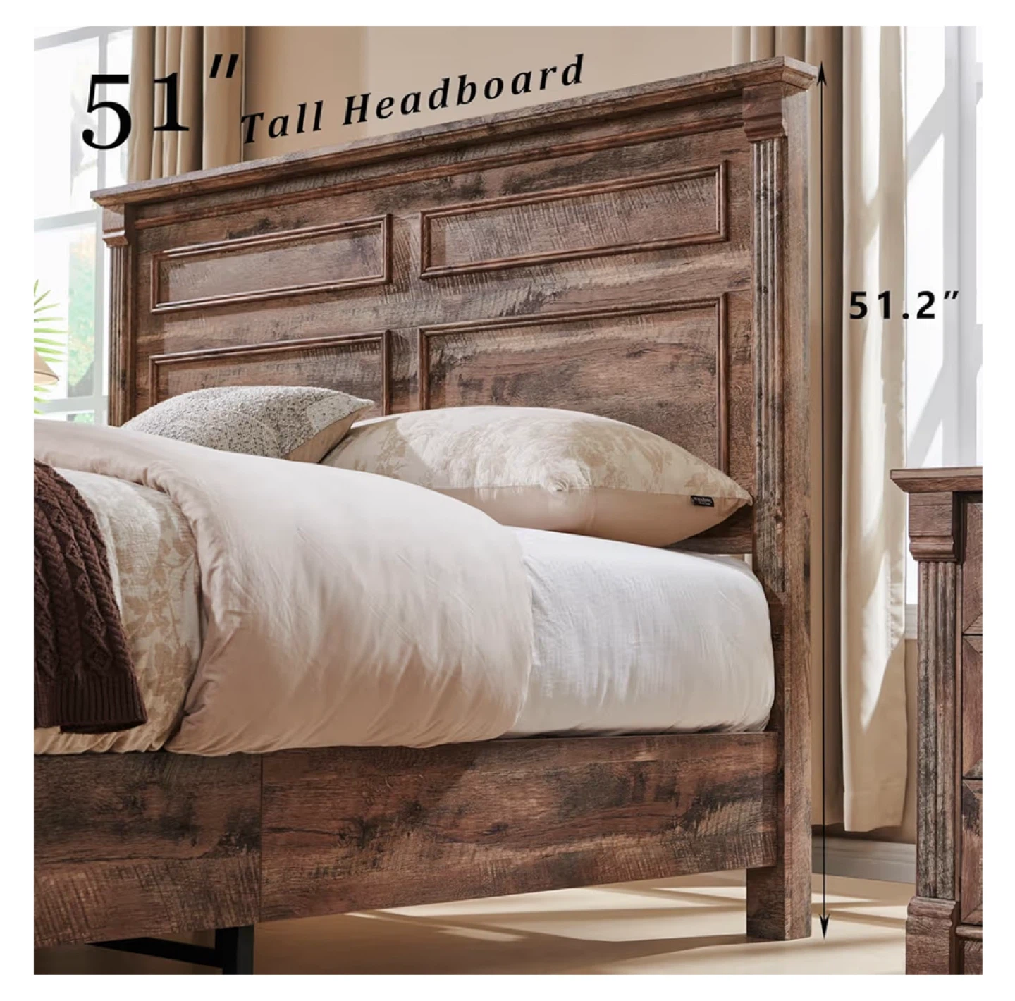 Farmhouse Full Size Bed Frame with Storage Drawers - Brown - photo 4